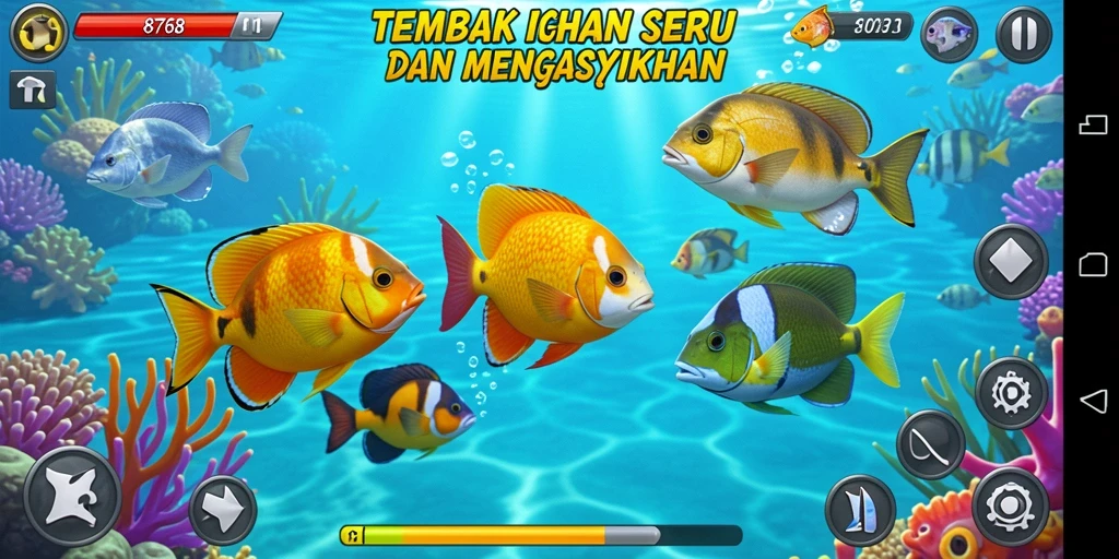 Screenshot gameplay seru dalam game Tembak Ikan 8768.