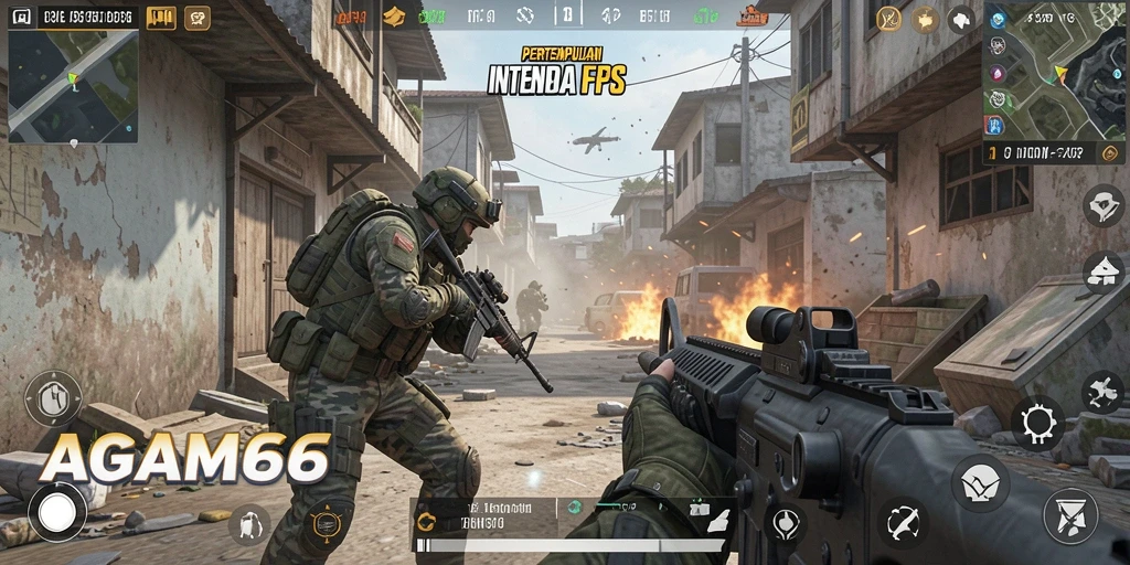 Screenshot AGAM66 menampilkan aksi seru pertempuran FPS.