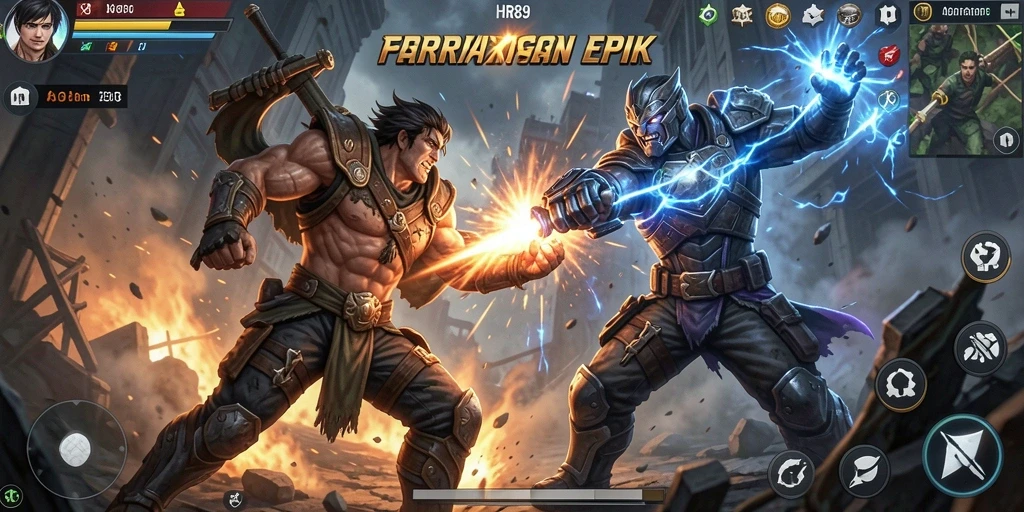 Screenshot gameplay HR89 menampilkan aksi pertarungan yang mendebarkan.