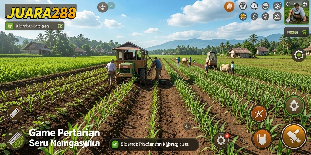 Gameplay JUARA288 yang menampilkan lahan pertanian yang indah.