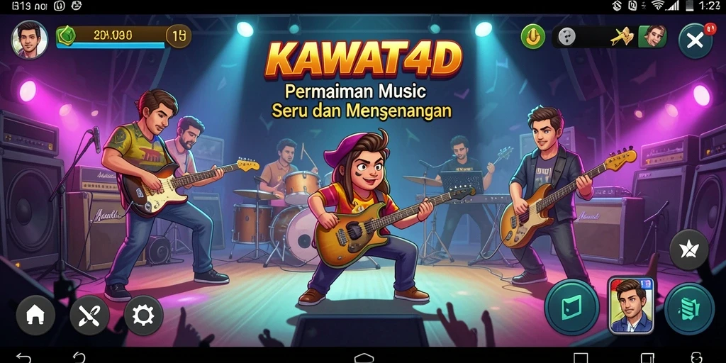 Tampilan gamplay <strong>KAWAT4D</strong> saat dimainkan, menunjukkan keseruan dan interaksi musik.