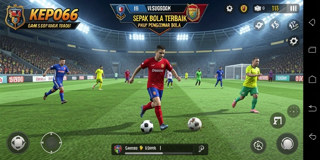 Tampilan gameplay seru dalam pertandingan sepak bola.