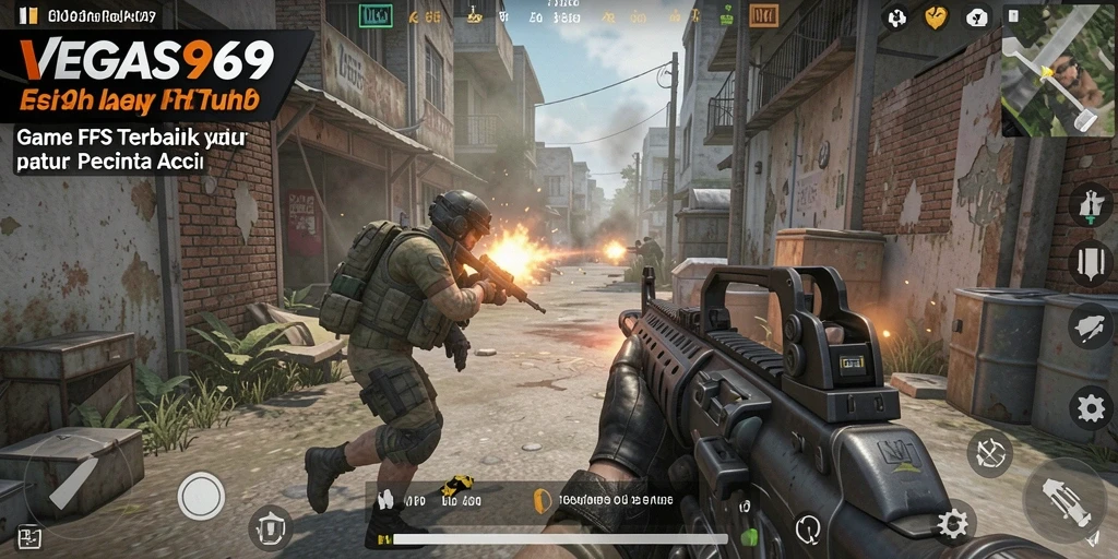 Tangkapan layar dari gameplay mendebarkan VEGAS969 dengan aksi tembak-menembak yang intens.